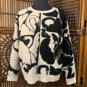 Cecilia Pettersson for Maeve Cashmere Swan Sweater Anthropologie Graphic Knit M
